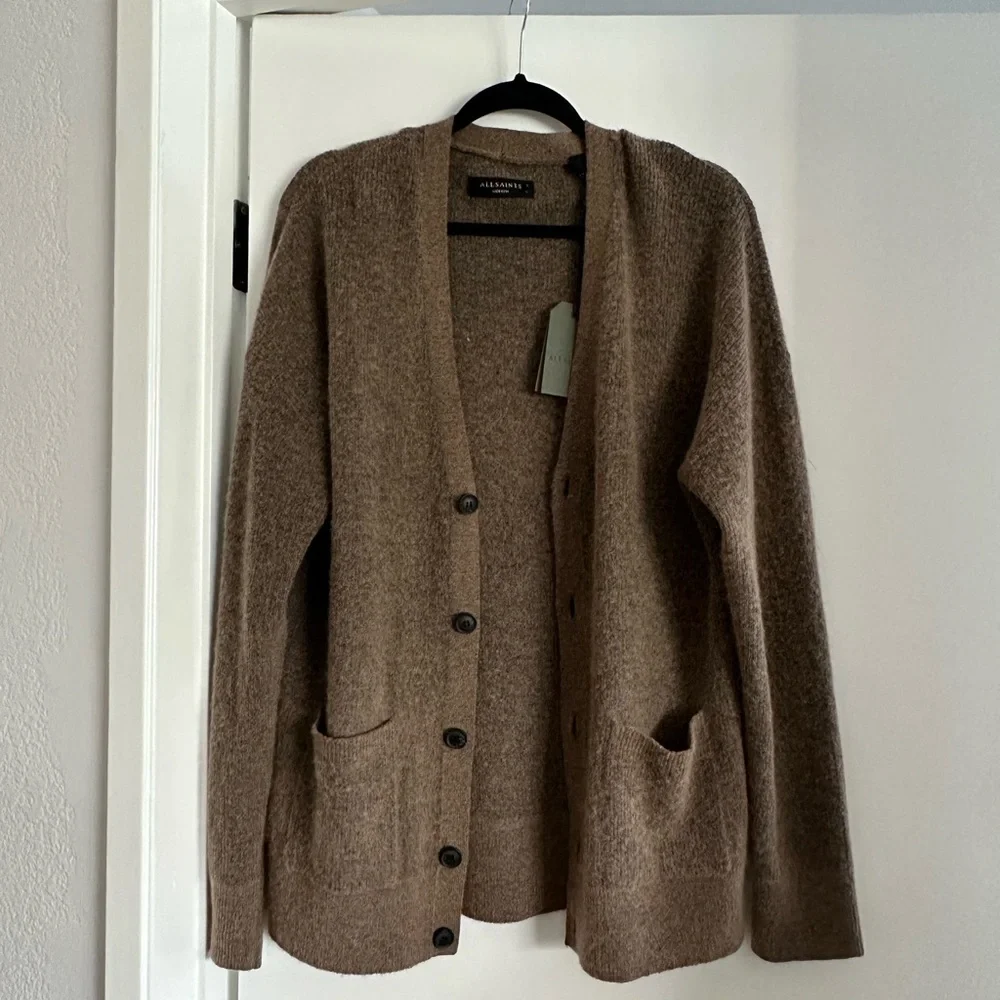 All Saints Brown Men's Cardigan Sweater - Picture 3 of 5